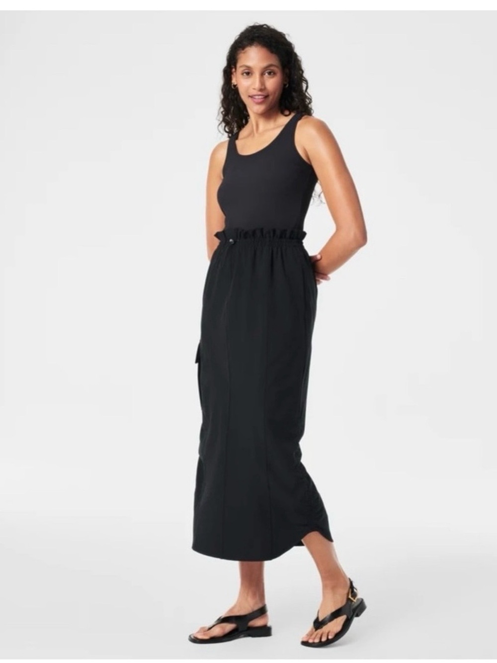 SPANX Black Drawstring Waist Maxi Skirt XL NWOT